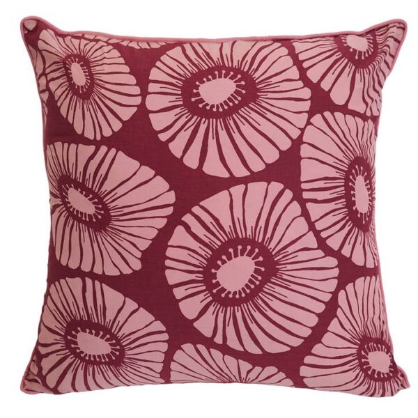 New | Cushion Cover 20 inch  | Retro Flowers Claret Peach